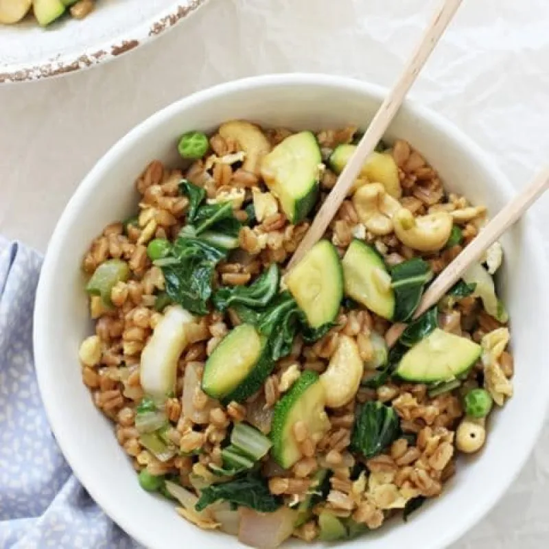 Green Veggie Farro Fried Rice