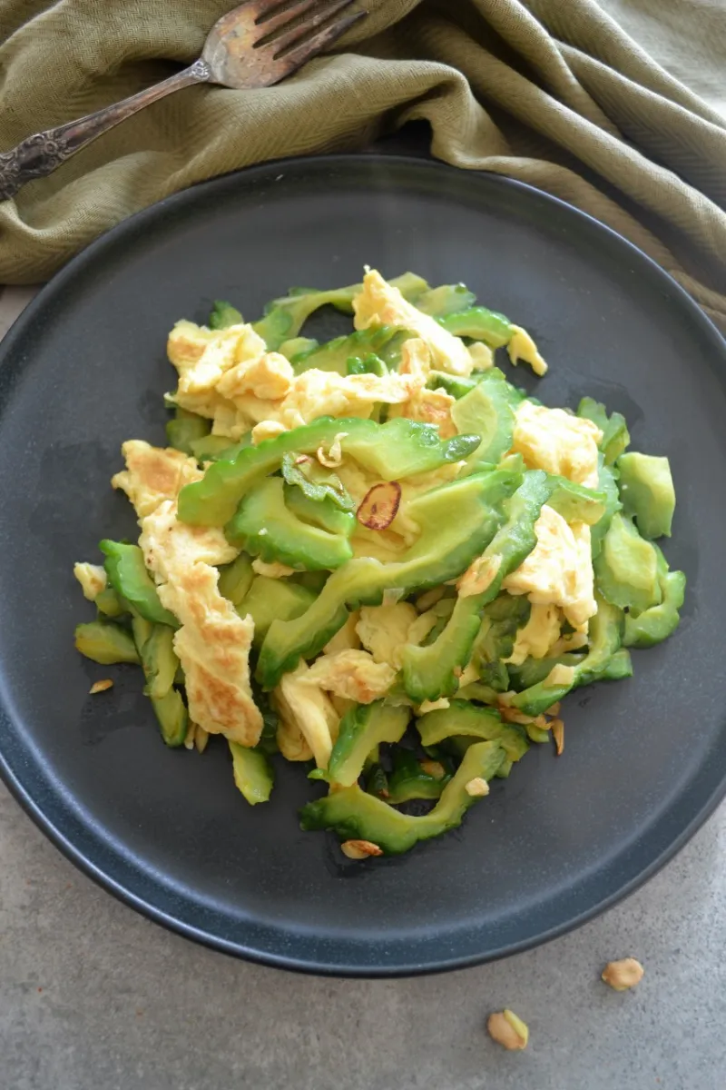 Stir-Fry Vietnamese Bitter Melon and Eggs (Khổ Qua Xào Trứng)