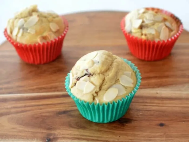 White Chocolate, Cranberry and Almond Muffins