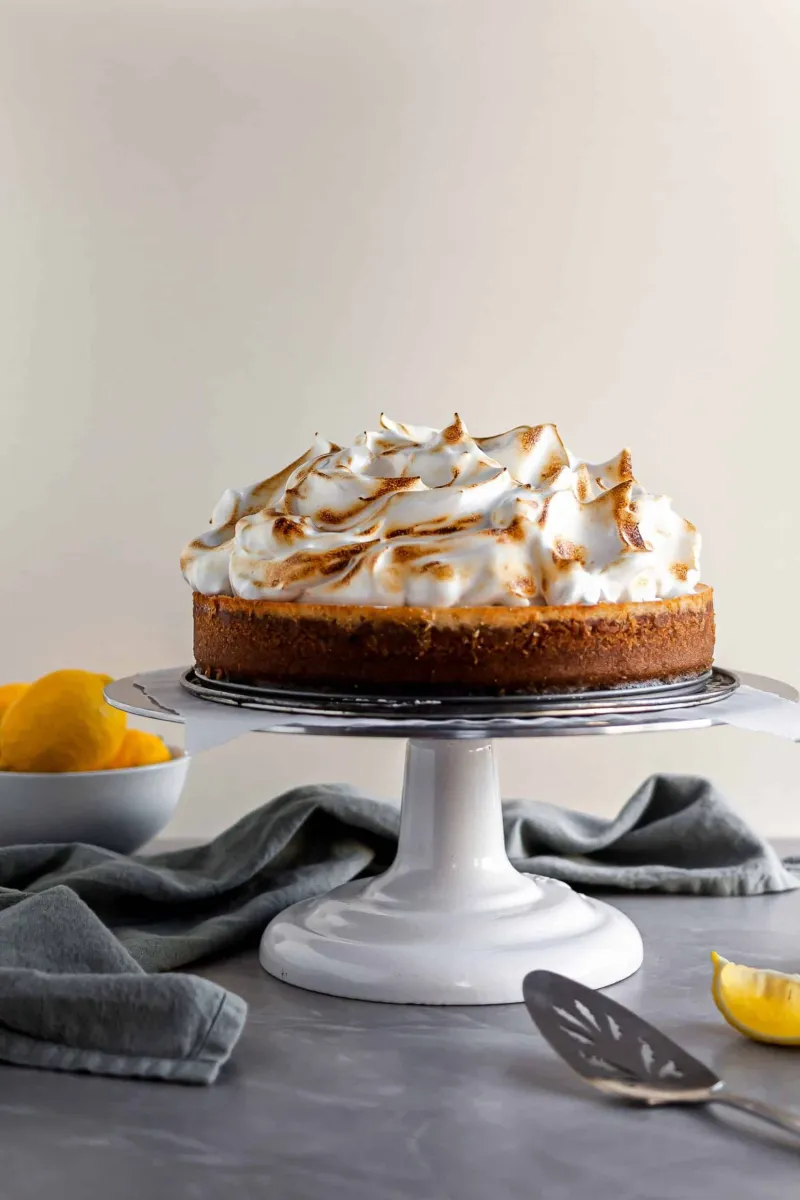 Vegan Lemon Meringue Baked Cheesecake