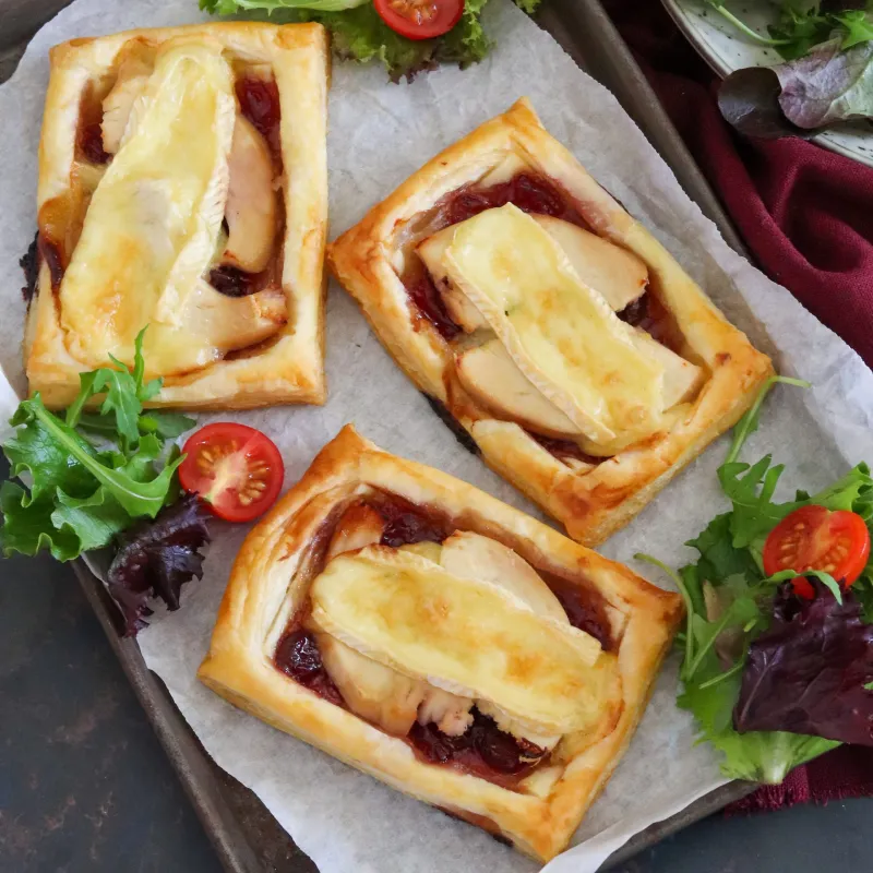 Leftover Turkey, Cranberry & Brie Pastries