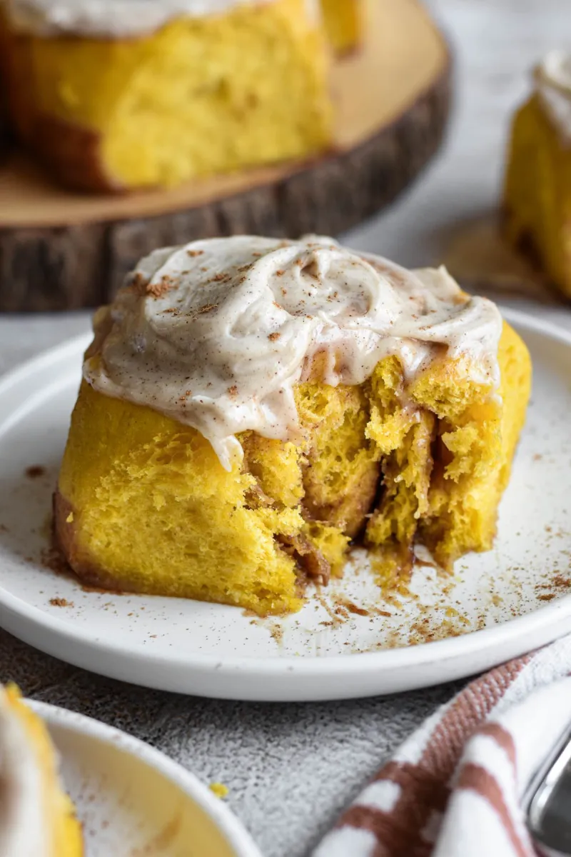 Pumpkin Cinnamon Rolls with Browned Butter Cream Cheese Frosting