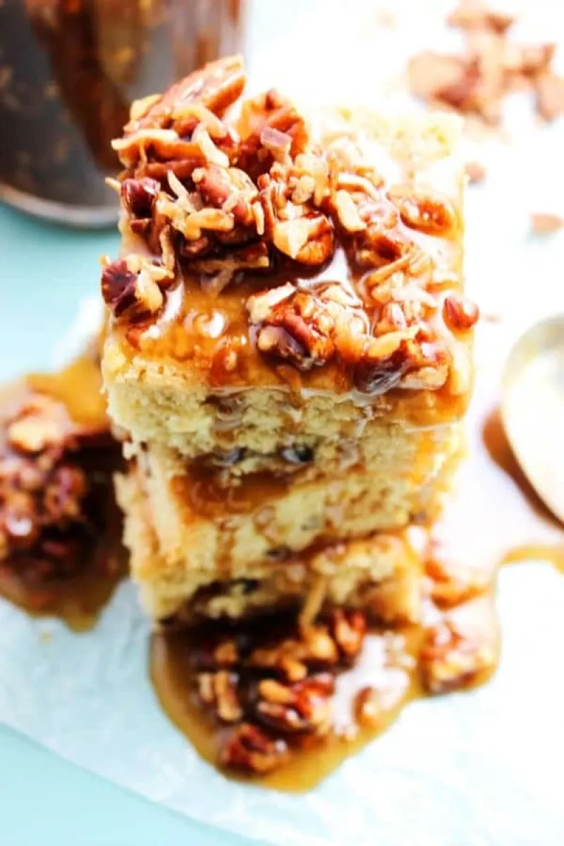 Toasted Coconut Pecan Caramel Sauce & Girl Scouts® Caramel & Coconut Blondies