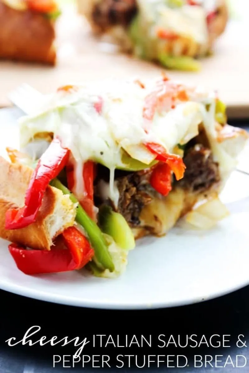Cheesy Italian Sausage & Pepper Stuffed Bread