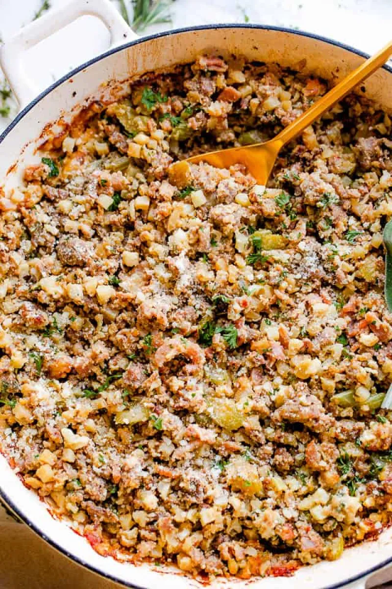 Sausage Cauliflower Rice Stuffing/Dressing