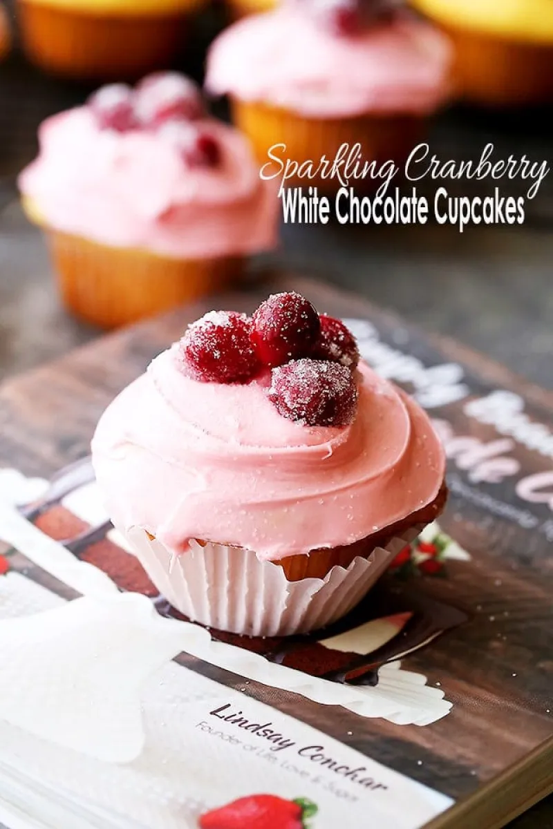 Sparkling Cranberry White Chocolate Cupcakes