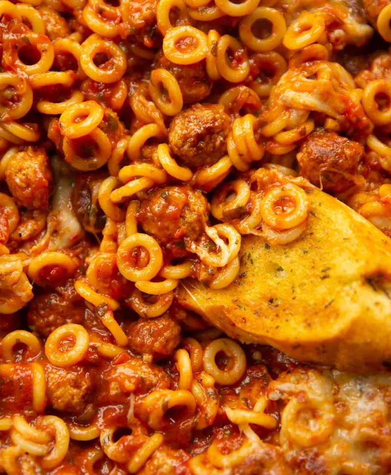 Cheesy Sausage Spaghetti Hoops