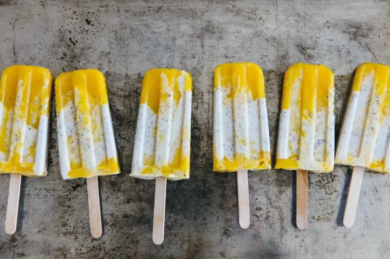 Coconut Chia Mango Popsicles