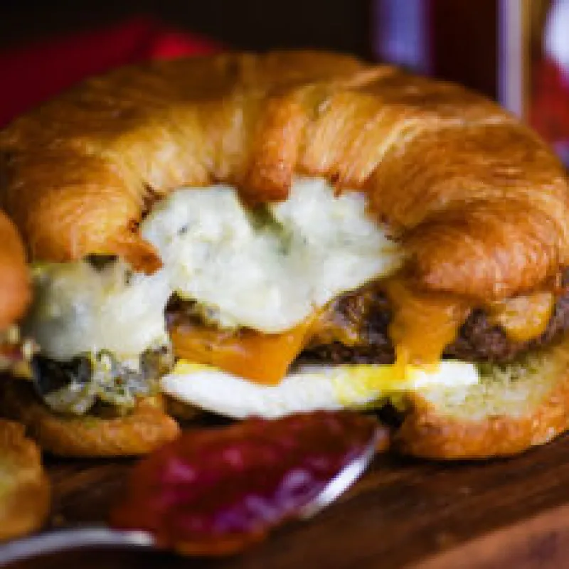 Croissant Breakfast Cheeseburger