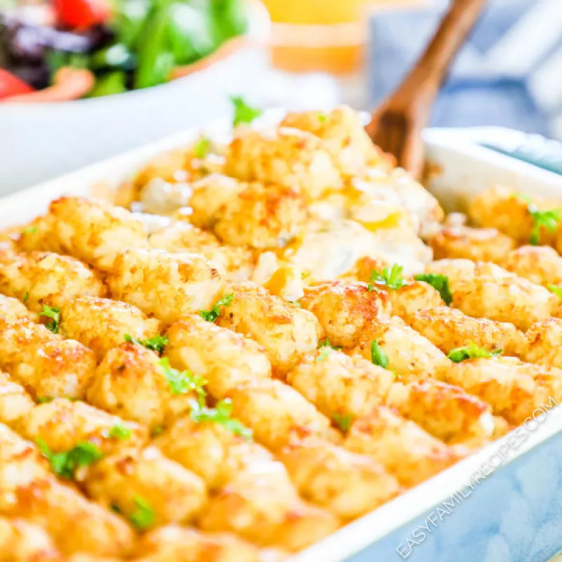 Cheesy Tater Tot Casserole with Green Beans and Bacon
