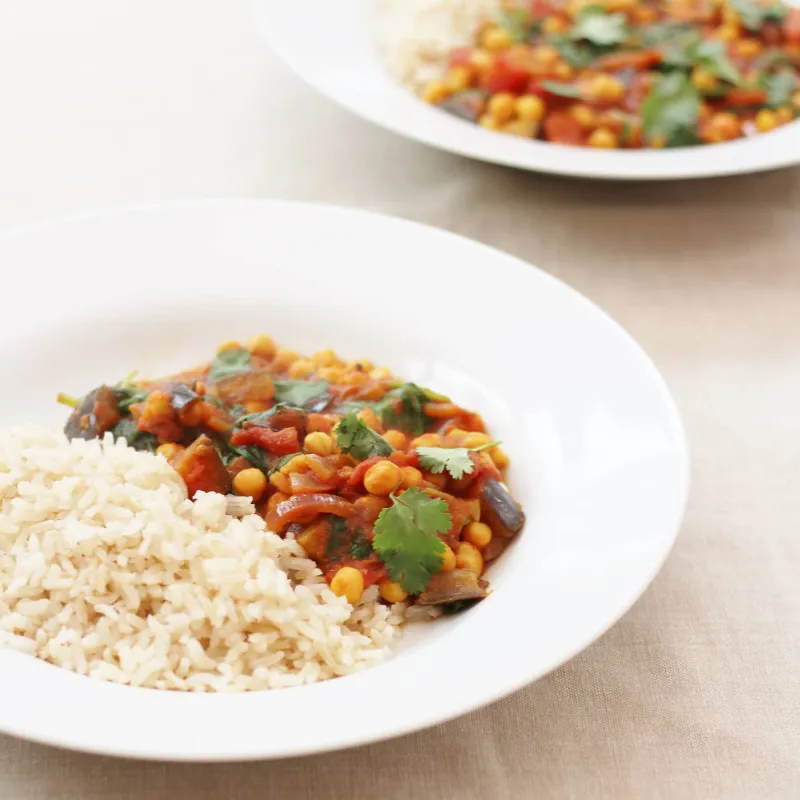 Quick Aubergine and Chickpea Curry