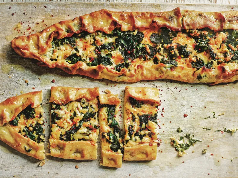 Spinach Pide (Turkish Flatbread)
