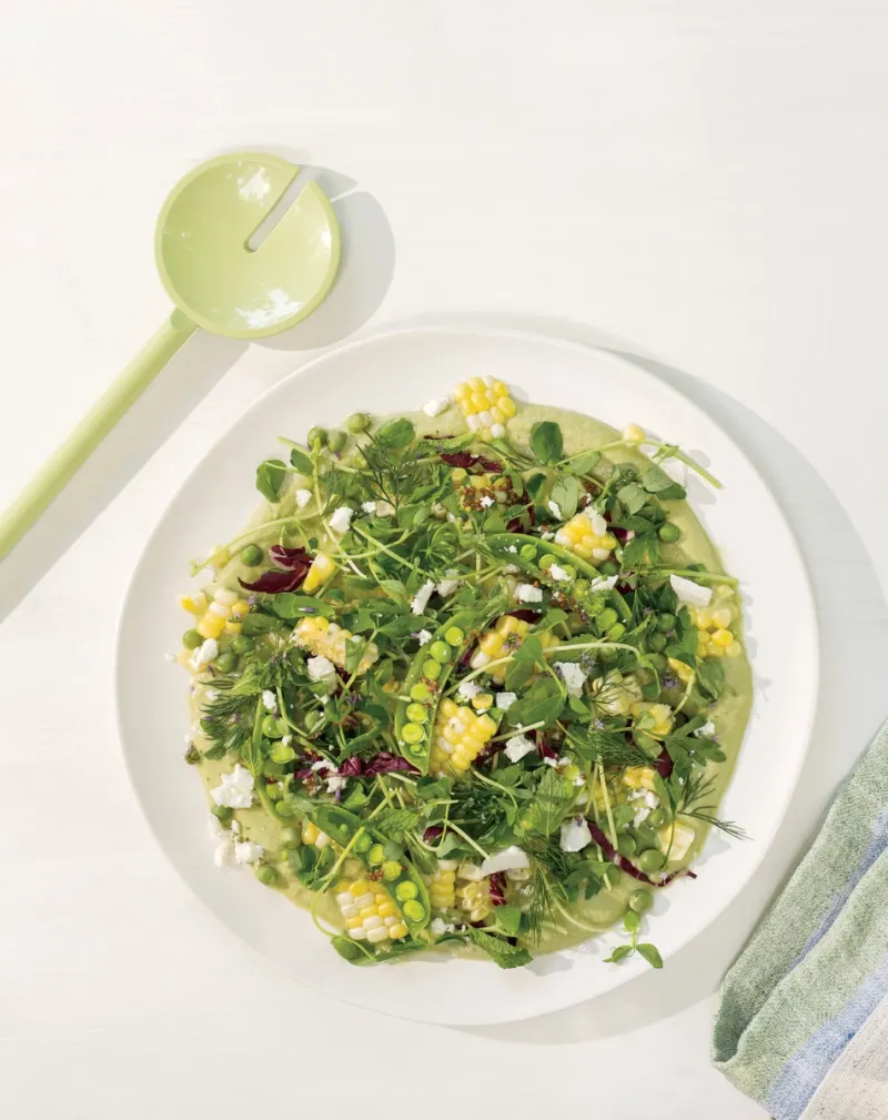 Fresh Corn Salad with Peas and Herbs