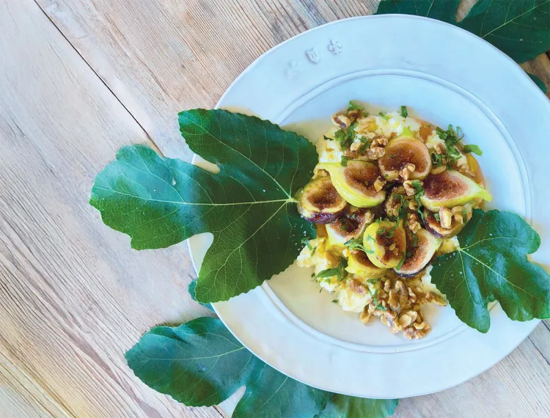 Caramelized Fresh Figs with Honey, Ricotta and Fresh Mint