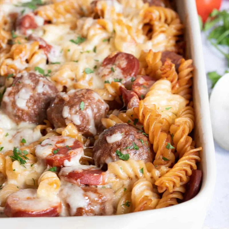 Smoky Meatball Pasta Bake