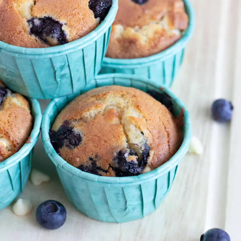 Air Fryer Muffins (Blueberry & White Chocolate)