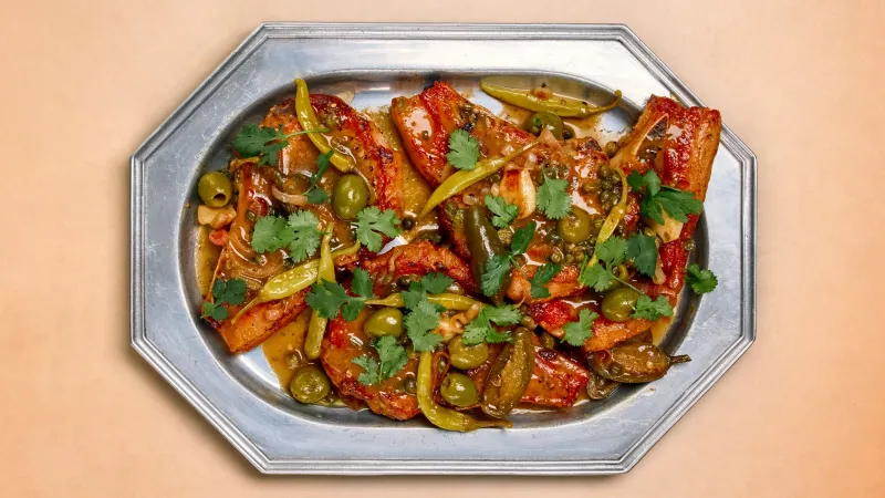 Green Chile Puttanesca Pork Chops