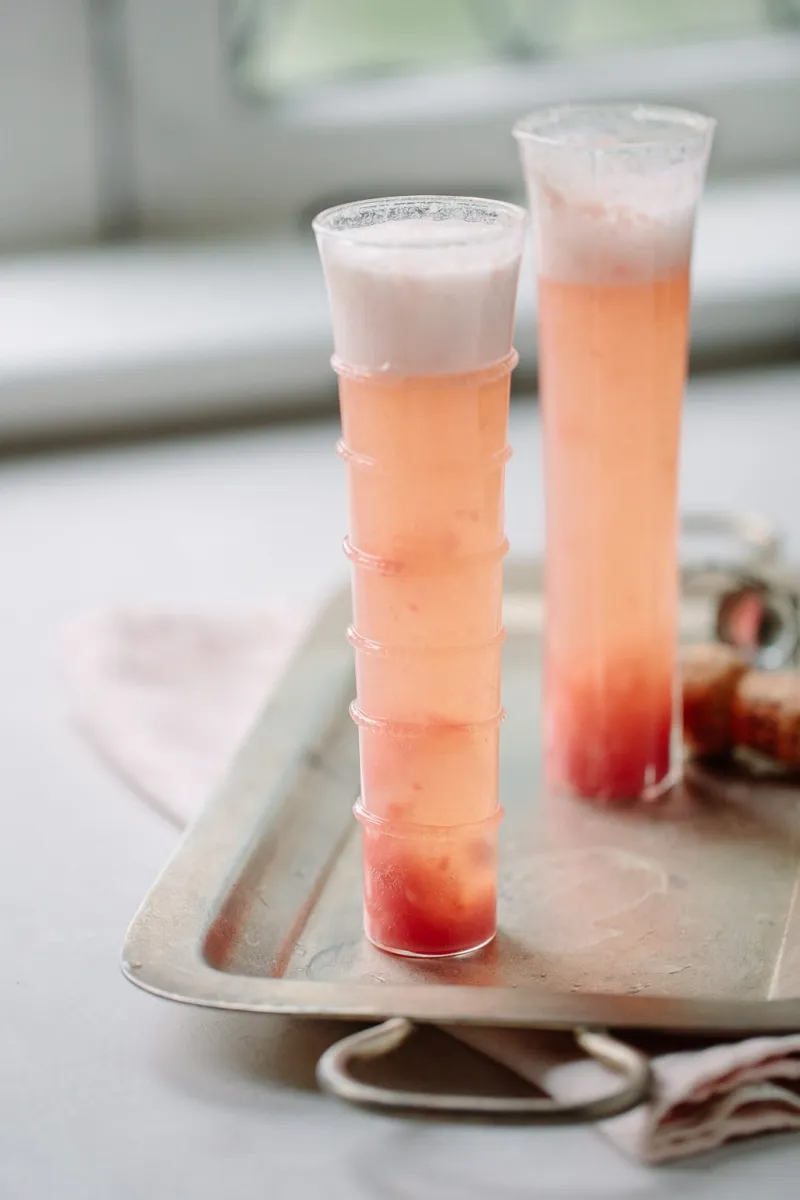 Rhubarb Bellini with Prosecco