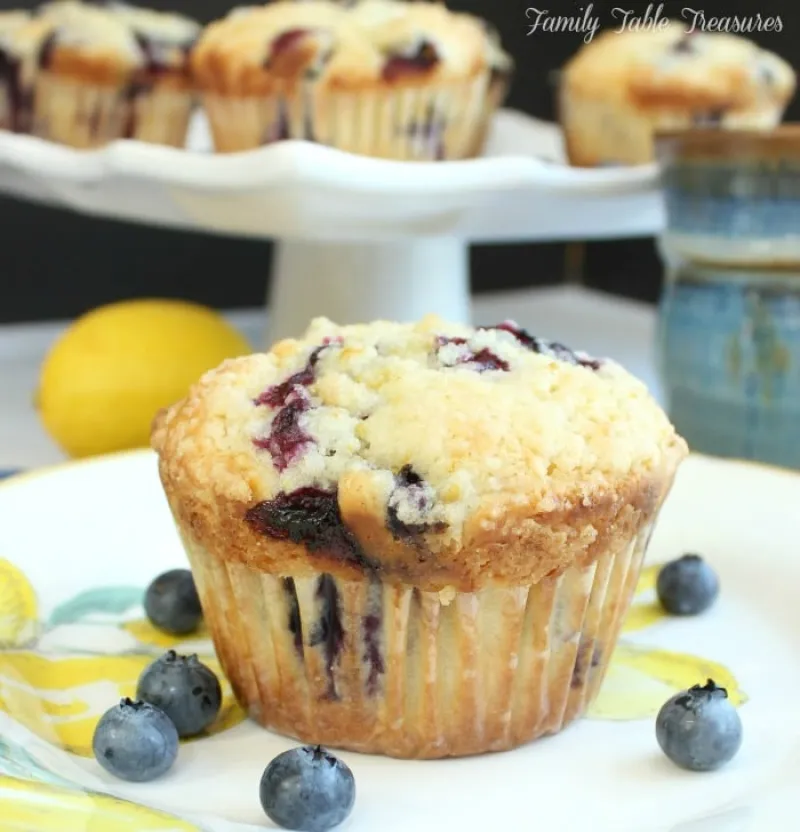 Bakery Style Lemon Blueberry Muffins