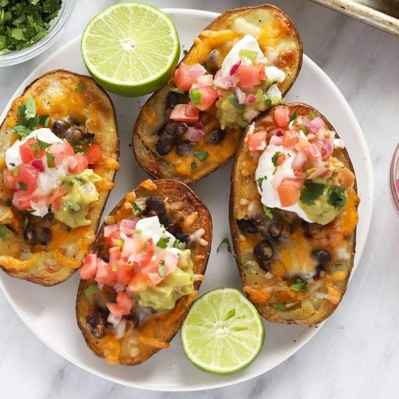 Vegetarian Healthier Mexican Potato Skins