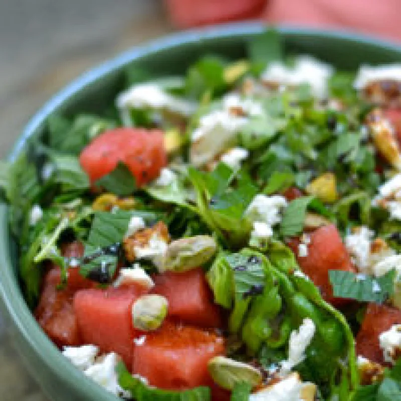 Watermelon & Arugula Salad with Balsamic Vinaigrette