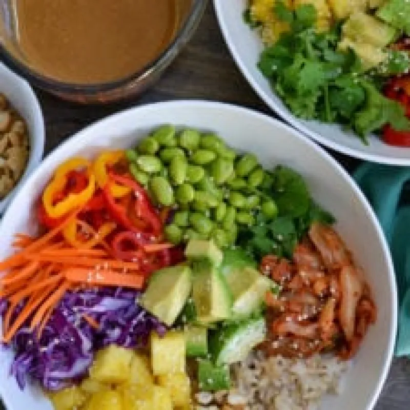 Hawaiian Nourish Bowls with Ginger Tahini Sauce