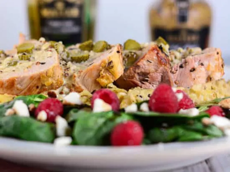 Pork Loin with Dijon Mustard Sauce and Cornichons