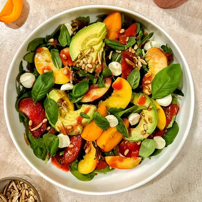 Stone Fruit Salad with Raspberry Vinaigrette