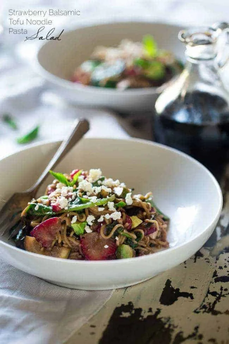 Healthy Pasta Salad With Strawberries And Balsamic Vinaigrette