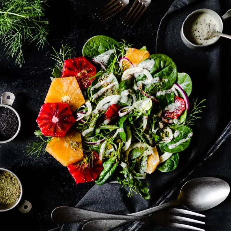 Citrus Salad with Fennel, Pistachios and Poppyseed Dressing