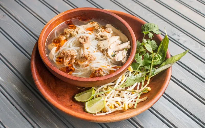 Vietnamese Coral Mushroom-Chicken Noodle Soup