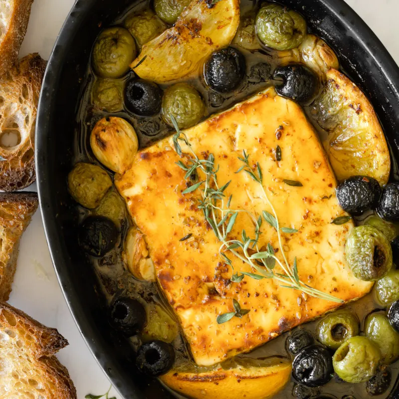 Baked Feta with Olives and Honey