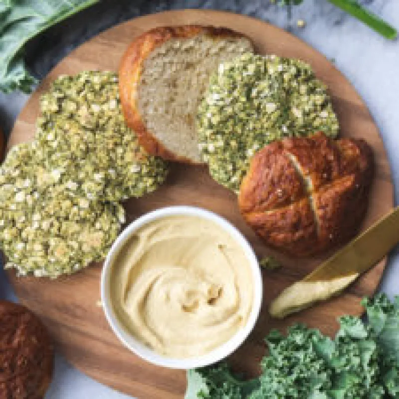 Kale Pesto Burgers with Maple Dijon Spread (Gluten Free, Vegan)