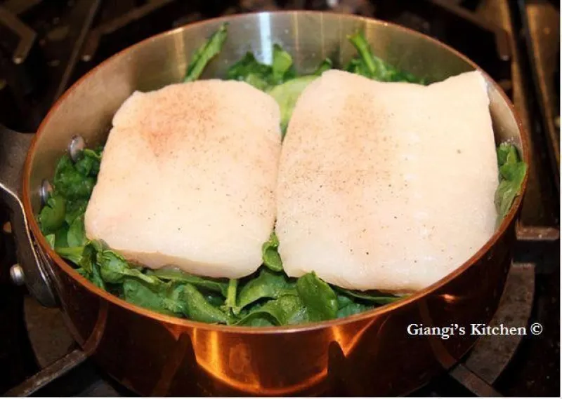 Steamed Sea Bass and Spinach