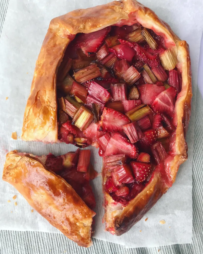 Rhubarb and strawberry galette (GF, DF)