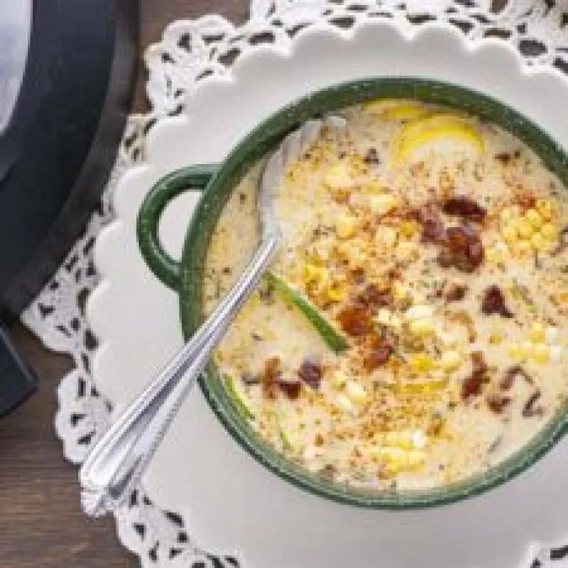 Instant Pot Zucchini Corn Chowder with Bacon