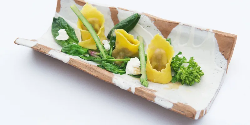 Tortellini with ricotta, Mediterranean herbs and spring vegetables