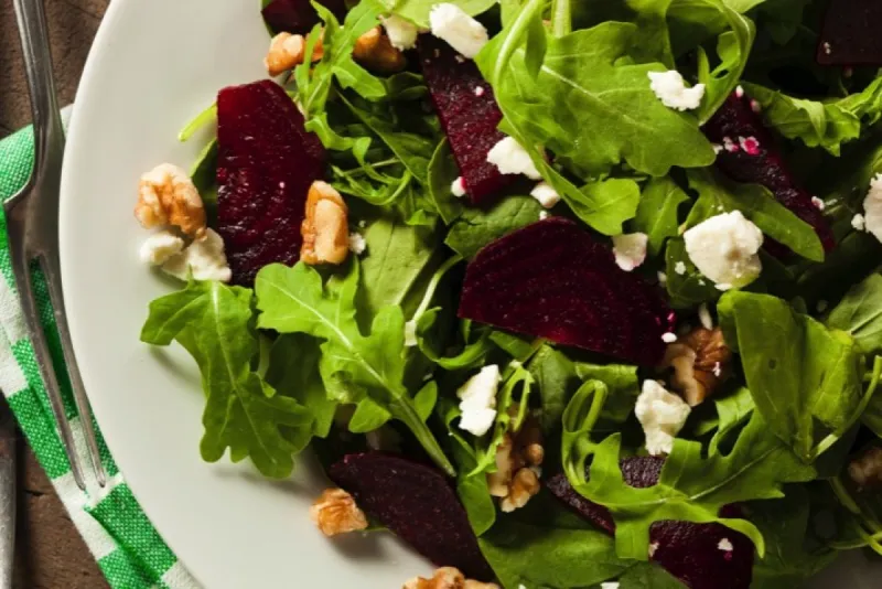 Baby Greens and Beet Salad with Lemon Chia Dressing