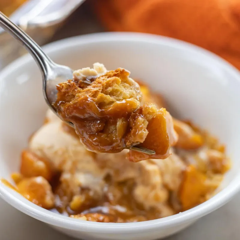 Croissant Peach Bread Pudding