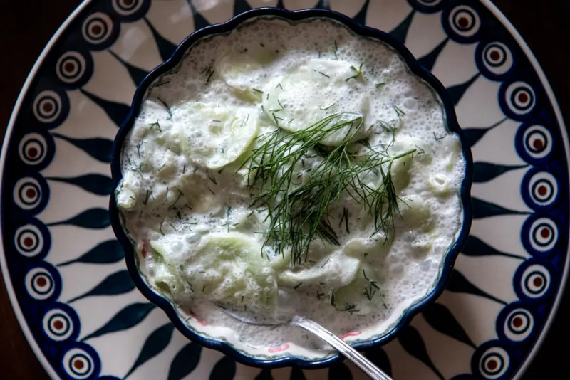 Polish Cucumber Salad with Dill and Sour Cream [Miseria z ogórków i śmietany]