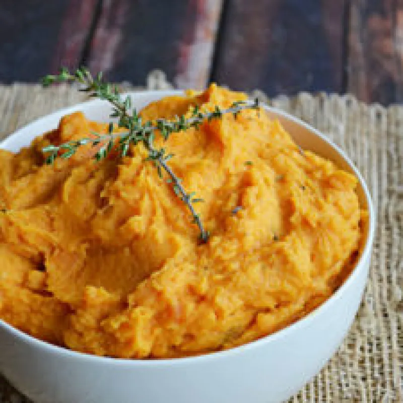 Thyme Brown Butter Mashed Sweet Potatoes
