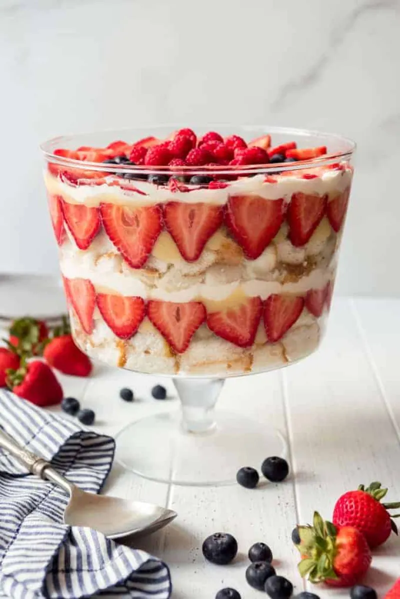 Red White and Blue Berry Trifle