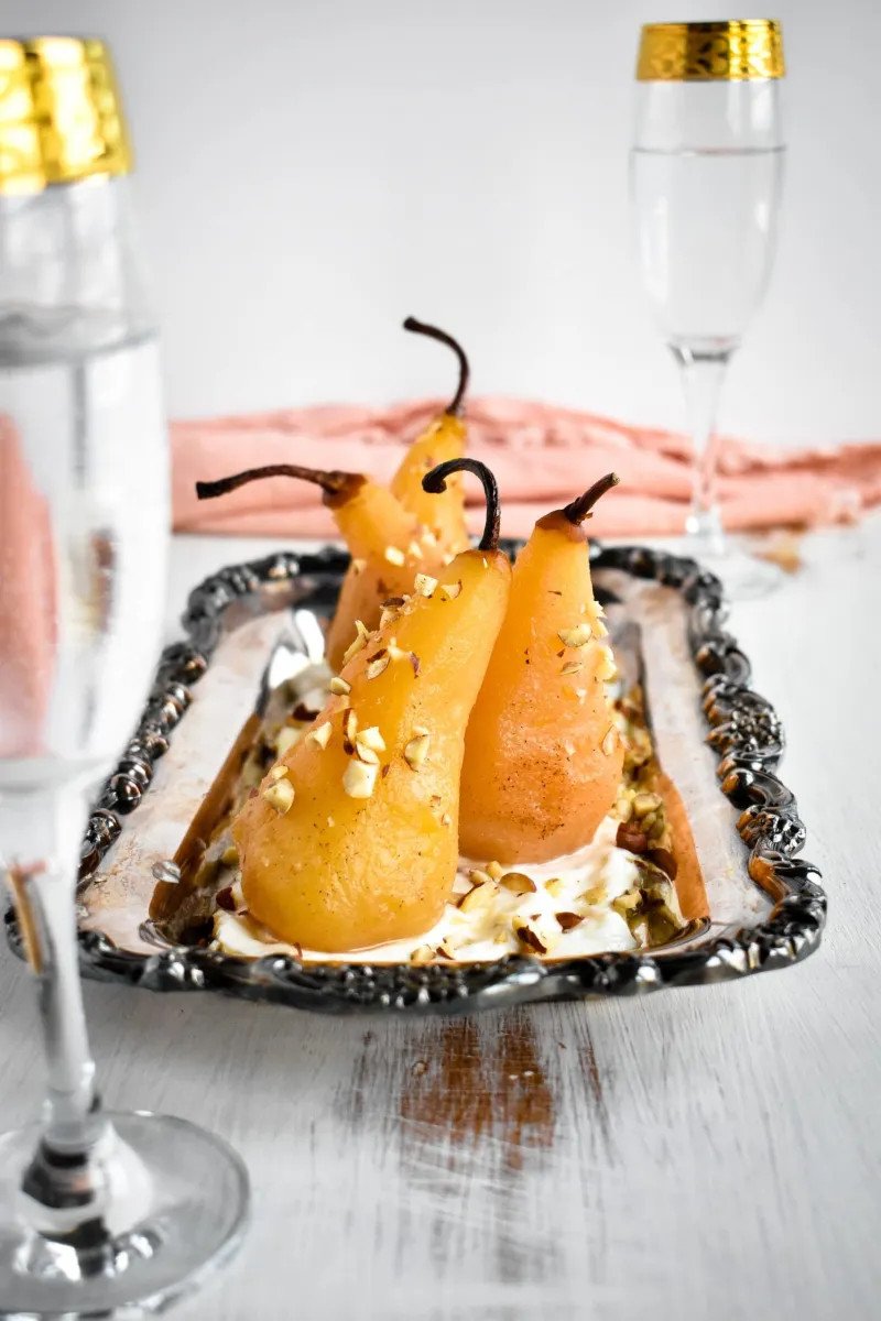 Honey and Spice Poached Pears