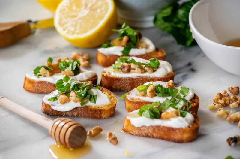 Whipped Ricotta Toasts with Lemon Honey Drizzle