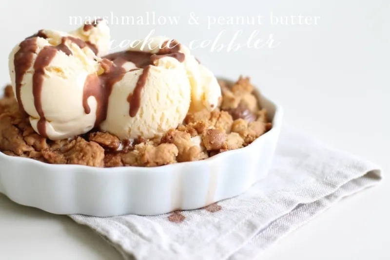 Marshmallow and Peanut Butter Cookie Cobbler
