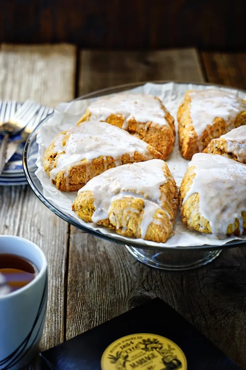 Pumpkin Scones with Maple Icing