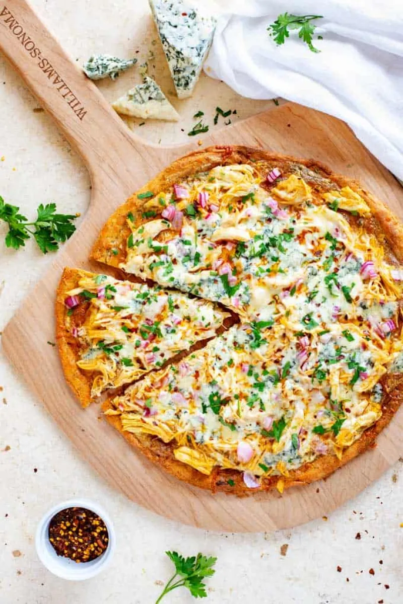 Keto Buffalo Chicken Pizza