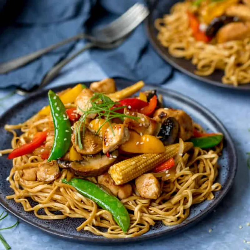 Honey and Soy Chicken Stir Fry with Spicy Asian Noodles Recipe