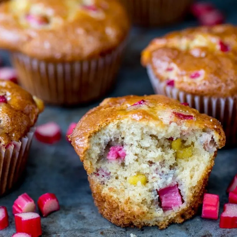 Rhubarb and Marzipan Muffins