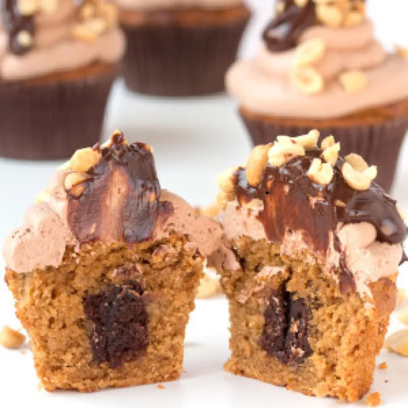 Gluten Free Chocolate Peanut Banana Cupcakes